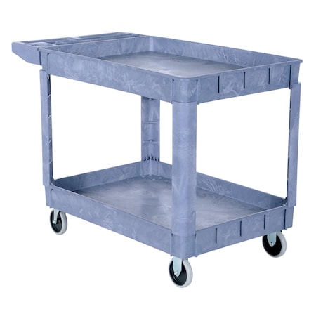 Vestil Plastic Utility Cart, 2 Shelves, 24.5 x 36, Foam Plastic, 550 lb Load Capacity, 2 Shelves, 25.5" W PLSC-2-2436